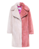 TEDDY POP MIDI – Pelliccia in faux fur bianco e rosa a pelo corto