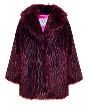 NEW OVER THE POP RACOON- Pelliccia Oversize in faux fur rosso