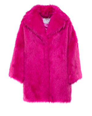 NEW OVER THE POP - Pelliccia oversize in faux fur fucsia