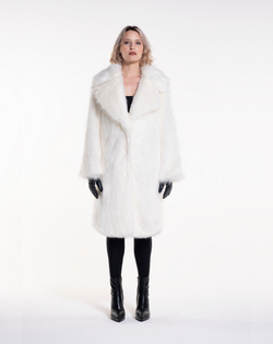 TEDDY POP MIDI - Pelliccia in faux fur white a pelo lungo