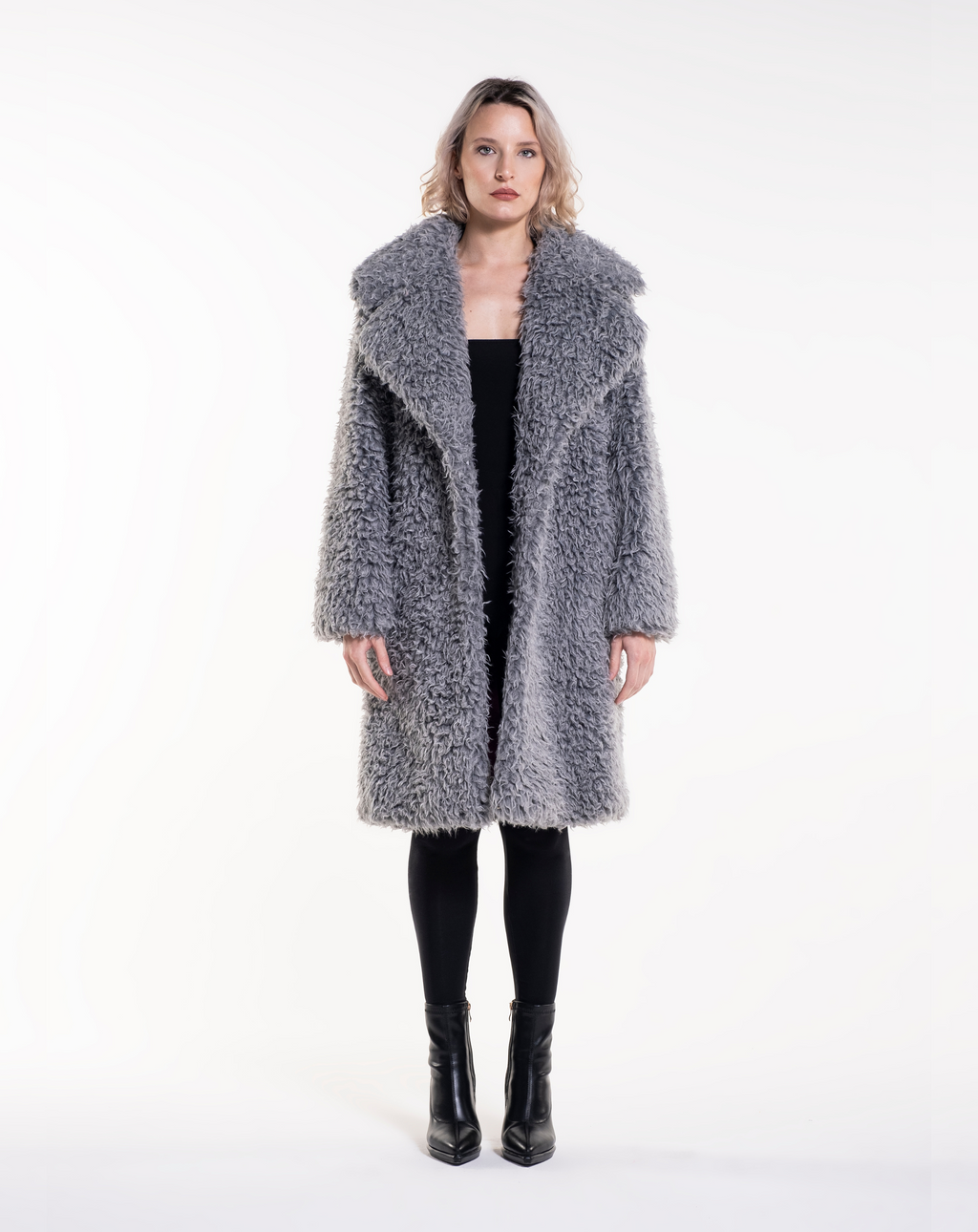CURLY POP - Cappotto in faux fur grey