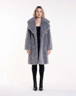 CURLY POP - Cappotto in faux fur grey