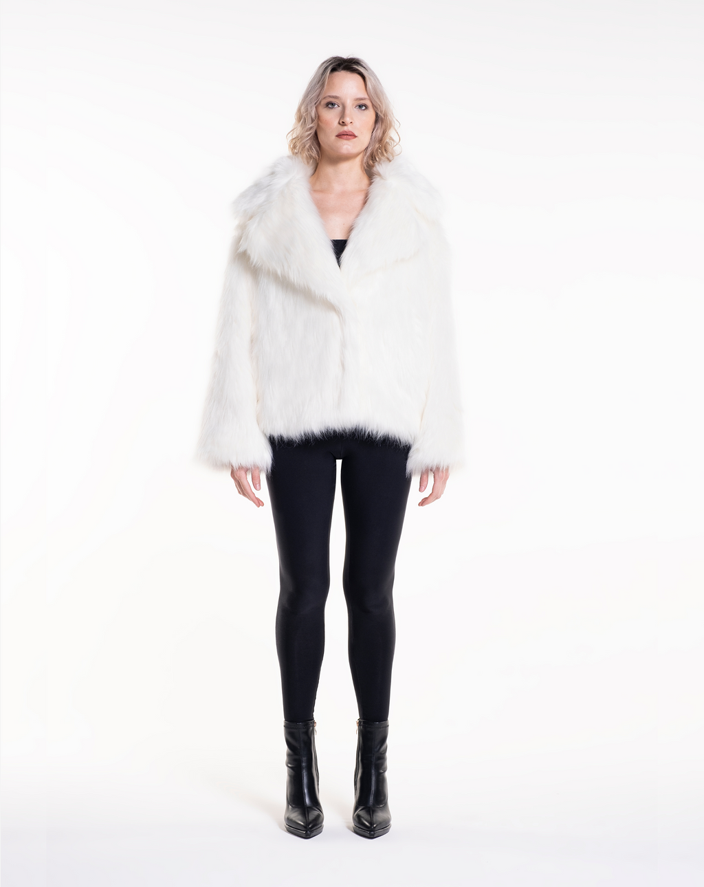 COOL POP - Pelliccia in faux fur white a pelo lungo