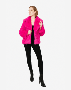 COOL POP - Pelliccia in faux fur fuxia a pelo lungo