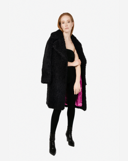 CURLY POP - Cappotto in faux fur black