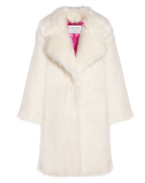 TEDDY POP MIDI - Pelliccia in faux fur white a pelo lungo