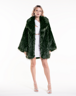 NEW OVER THE POP RACOON - Pelliccia Oversize in faux fur verde