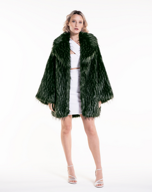 NEW OVER THE POP RACOON - Pelliccia Oversize in faux fur verde