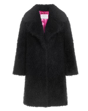 CURLY POP - Cappotto in faux fur black