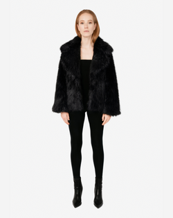 COOL POP - Pelliccia in faux fur black a pelo lungo