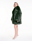 NEW OVER THE POP RACOON - Pelliccia Oversize in faux fur verde