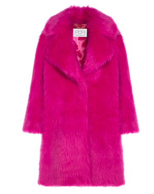 TEDDY POP MIDI - Pelliccia in faux fur fuxia a pelo lungo